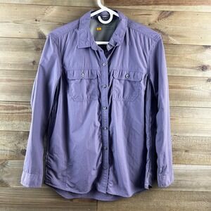 Eddie Bauer Womens Shirt Long Sleeve Button Up Classic Fit Travex Purple Medium